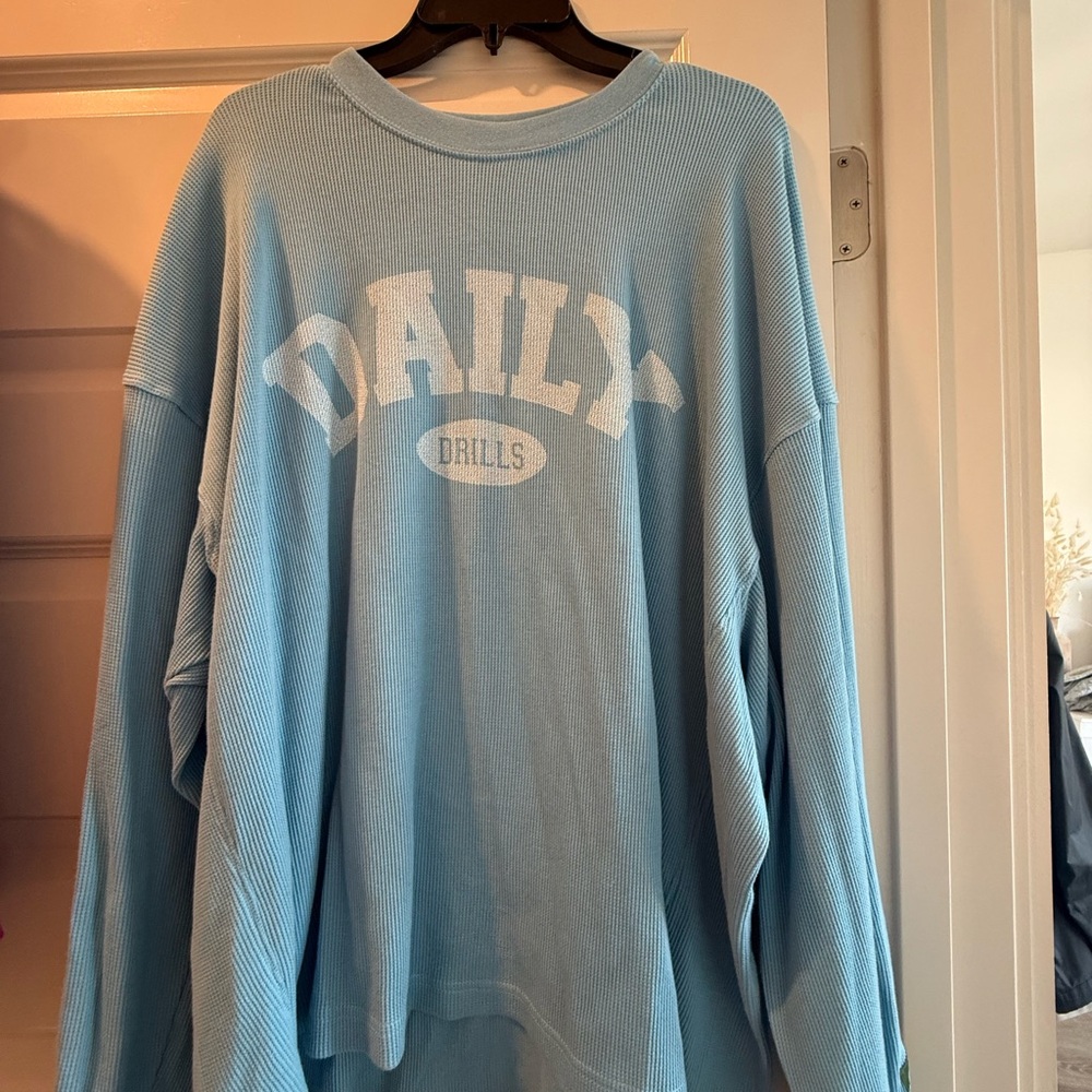 Daily Drills Light Blue Ribbed Sweatshirt
